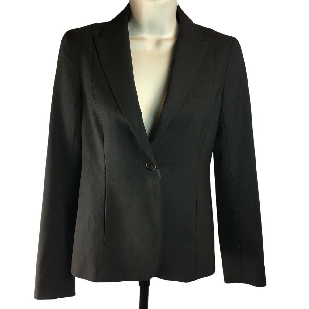 Theory Womens Fitted Wool Blazer Smokey Gray Lined Pockets One Button Size 0 u